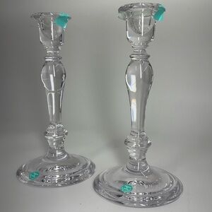 TIFFANY & CO. Candlestick Holders / Large Round Base Crystal/ 8.25"